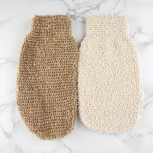 Eco Friendly Exfoliating Bath Glove Natural Jute Body Scrub Hemp Rubbing Gloves Bath Mitt Body Black Exfoliating Gloves