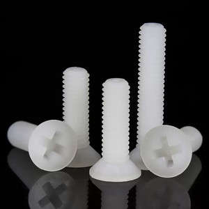 Tornillos de máquina de plástico de nylon con cabeza plana avellanada y hueca en cruz, M2, M2.5 x 4mm, 5mm, 6mm, M3, M4, M5 x 50mm, blancos - Product Image 5