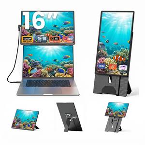 Moniteur portable N2 16 pouces 1200P 16:10 360 °   Support VESA rotatif pour écran vertical – La bête de la productivité pour ordinateur portable - Product Image 1