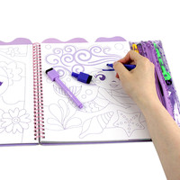 Coffret de livres de coloriage spirale pour enfants avec marqueurs lavables, autocollants, thèmes fée, sirène, dessins animés, livre de gribouillage, cadeau pour filles