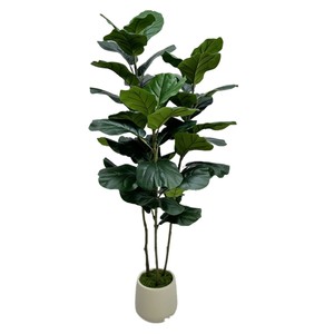 Plante artificielle réaliste en pot Ficus lyrata de plusieurs tailles avec revêtement en mousse pour la décoration de salon et d'hôtel - Product Image 3