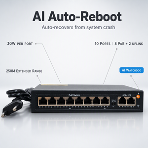 100Mbps AI Watchdog 120W 8+2 Port Ethernet-Netzwerk-<span class=keywords><strong>Switch</strong></span> 250m Reichweite Netzwerk-<span class=keywords><strong>Switch</strong></span> für CCTV-Kamera 1028MN (All-in-One) - Product Image 2