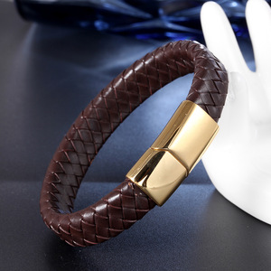 <span class=keywords><strong>Bracciale</strong></span> da <span class=keywords><strong>uomo</strong></span> in pelle intrecciato con fibbia magnetica intrecciata <span class=keywords><strong>argento</strong></span> oro nero regalo per fidanzato padre papà braccialetto alla moda - Product Image 4