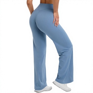 Pantalon de yoga Lulu pour femme, uni, long, coupe droite ample, amincissant, taille haute, effet push-up, respirant, sans transparence - Product Image 1