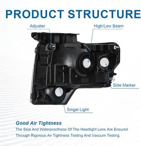 Phares Premium pour Ford F150 Pickup 2009-2014 F-150 2010 2011 2012 2013 Réflecteur Transparent Boîtier Noir - Product Image 4