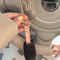 Porte-clés intelligent en forme de lapin mignon, pendentif de clé de voiture avec boucle à ressort tête de lapin de dessin animé, accessoires de voiture