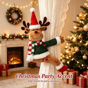 Christmas Plush <b>Curtain</b> Tieback Xmas Home Window Decoration Cartoon <b>Curtain</b> Holder with <b>Trim</b> Hotel Living Room Festival - Product Image 1