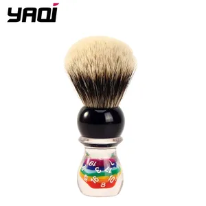 YAQI-dados de la suerte para hombre, dos bandas de pelo de tejón, soporte para brocha de afeitar húmeda, 26mm