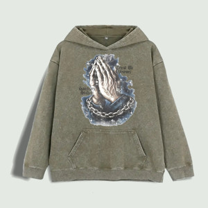 Sudadera con Capucha con Estampado de Manos en Oración, 100% Algodón, Almacén en EE. UU., 6 Colores - Product Image 3