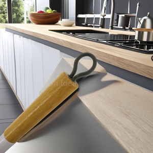 Sunshine White Plastic Dustpan with Convenient Bamboo Handle Brush Set for Kitchen and Baby <strong>Cleaning</strong> Nice Style <strong>Caddy</strong> - Product Image 4