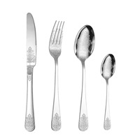 Bestseller Vintage Muster Edelstahl Messer Gabel Löffel Besteck Golden Besteck Set für Hochzeits feier