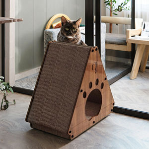 Papan Garukan Kucing Segitiga Ramah Lingkungan Modern dari Karton Berdensitas Tinggi Berlapis Banyak dari Kertas Bergelombang Tahan Aus 2.5kg Living - Product Image 1