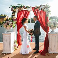 Gorden Latar Belakang Kain Chiffon Tipis 1 Panel Ukuran Khusus Warna Merah untuk Dekorasi Pesta Pernikahan, Ulang Tahun, dan Acara Luar Ruangan