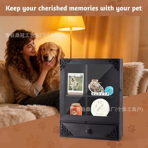 Wooden Pet Memorial <b>Shadow</b> <b>Box</b> Black Rectangle Frame With Drawer Storage For Pet Ashes And Keepsakes - Product Image 4