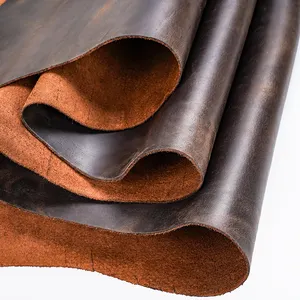 신발 색상 소재 정품 가죽 공급 업체 다크 브라운 미친 말 가죽 암소 숨기기 소 진짜 가죽 전체 곡물 소가죽 - Product Image 1