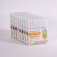 Stylo marqueur acrylique liquide direct à pointe souple 9 couleurs Encre permanente pour papier Largeur d'écriture 6mm pour dessin et peinture Art