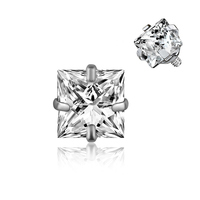Labret en Titane ASTM F136 de Haute Qualité, avec Zircon Carré, Étoile, Cœur ou Triangle à 3/4/5 Griffes, 16G, Fileté Intérieurement, à Poussoir pour Lèvre