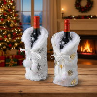 Housse de bouteille de vin rouge pour Noël, sac cadeau en peluche douce, design créatif flocon de neige, décorations de table, vente chaude