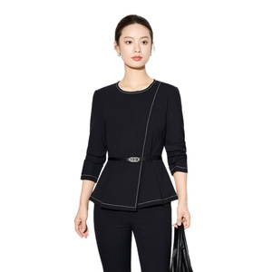 Women's Professional Blazer Suit Solid Color Slim Fit Houndstooth Pattern Workwear for Beauty Salons Dental Clinics Postpartum - Product Image 5