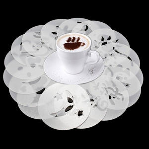 Ensemble de 16 pochoirs à café en plastique PP personnalisés Bonvan pour la décoration de café, cappuccino et latte art - Product Image 1