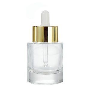 Luxury Heavy Glass Serum <b>Bottles</b> 30ml <b>Dropper</b> <b>Bottle</b> LingKa LK01 Cylinder Shape Screen Printed - Product Image 1