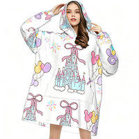 Nouvelle Couverture Polaire Douce et Surdimensionnée à Capuche pour l'Hiver 2026, Motif Dessin Animé, Couverture Portable à Capuche, Cadeau pour Enfants et Adultes