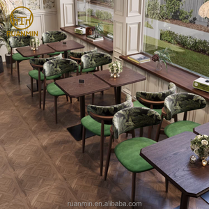 Sofá stand estilo U, cojín de asiento de cuero estampado, <span class=keywords><strong>muebles</strong></span> temáticos de restaurante tailandés, juego de <span class=keywords><strong>muebles</strong></span> de mesa de centro y silla - Product Image 5