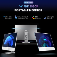 SIBOLAN 15.6 pouces 1080p sur cellule tactile Mini HD moniteur de jeu Portable Ultra-étroit 4mm lunette Ultra-mince mince mince Unibody USB USB LCD
