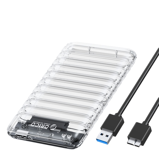2139U3 2.5 Inch Transparent SATA to USB3.0 Hard Drive Case Tool Free External HDD Enclosure for PC Laptop