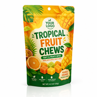 Op maat gedrukte tropische fruitkauwjes Mylar zak 3,5g ZA verpakking staande ritssluitingszak voor mango snack snoepverpakking