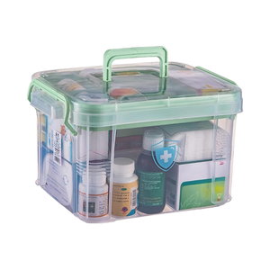 Caja de almacenamiento transparente Contenedor, Caja de primeros auxilios familiar Caja de medicamentos Organizador Kit de almacenamiento de medicamentos de plástico, Caja de almacenamiento de primeros auxilios - Product Image 1