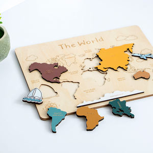 Rompecabezas del mundo personalizado de madera Mapa Montessori Edición de Geografía de madera <span class=keywords><strong>para</strong></span> niños - Product Image 2