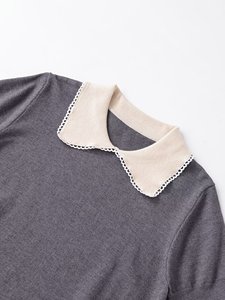 TAOP&ZA Autunno Inverno 2025 Nuovo Maglione da Donna <span class=keywords><strong>con</strong></span> Colletto, Alla Moda e Versatile, <span class=keywords><strong>con</strong></span> Bordi <span class=keywords><strong>in</strong></span> <span class=keywords><strong>Pizzo</strong></span> e Maniche Corte 2142238 - Product Image 4