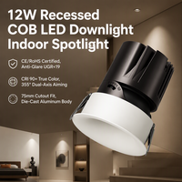 Spot encastré LED moderne à intensité variable, en aluminium rond, pour plafond, 12W, lampe COB LP-AJ7592ARC-NR-21-1