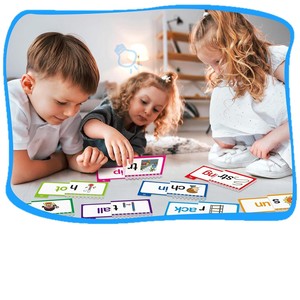 Tarjetas de aprendizaje temprano de fonética para niños de 4 a 6 años, práctica de lectura con palabras e imágenes, tarjetas educativas cognitivas - Product Image 1