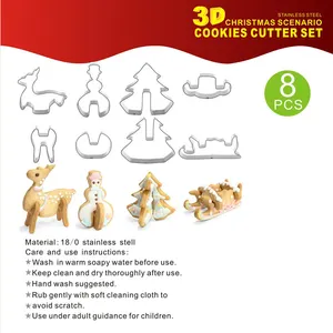 3D Stainless Steel Christmas Gingerbread House Cookie Cutter Set