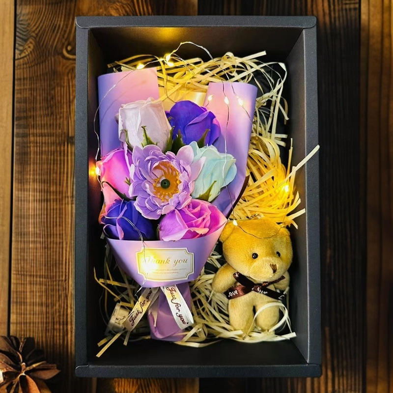 7 purple roses mix and match bouquet gift box