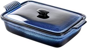 Cacerola Rectangular de cerámica 2024 con tapa <span class=keywords><strong>UNICASA</strong></span> 3.2qt Cazuela cubierta Esmalte reactivo Niebla Gris 9x13 Plato para hornear - Product Image 5