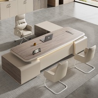 Bureau de direction moderne en forme de L, peint par pulvérisation, avec armoire latérale, mobilier de bureau luxueux haut de gamme