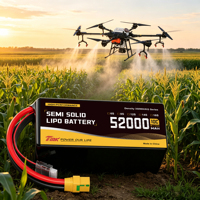 Batterie semi-solide pour drone 350Wh/kg 50 52 60Ah, pack de batteries LiPo 6S-14S pour livraison, transport de marchandises et UAV agricoles à charge lourde