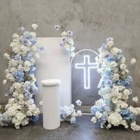 Arreglo Floral Artificial Azul y Blanco para Decoración de Mesa de Boda, Cumpleaños, Pastel, Fondo de Arco