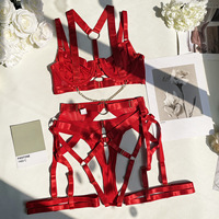 Lingerie Sexy Grande Taille Rembourrée Sous-Vêtements pour Femmes Noir Fantaisie Soutien-Gorge et Slip Ensemble 5 Pièces Bretelles Strings