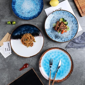 Gran oferta, platos de cerámica navideños para el hogar, bandejas de gastronomía Molecular de porcelana, platos de mercurio con esmalte azul - Product Image 3