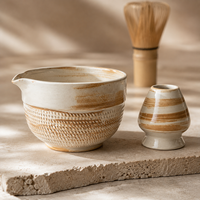 Ensemble Matcha Rétro en Céramique Vente en Gros Direct Usine Bol à Thé Japonais Fouet et Support 5 Couleurs Glaçurées Fait Main Emballage Coffret Cadeau