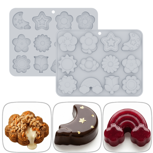 Molde de silicona 3D de grado alimenticio Platinum, molde de silicona para fondant, molde para barra de chocolate, moldes de silicona para decoración, 12 cavidades con forma de flor. - Product Image 3