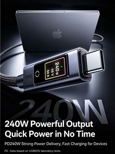 สายชาร์จ UGREEN 240W PD Type C to Type C รุ่น L541 แบบถัก พร้อมหน้าจอแสดงผลดิจิตอลแสดงแรงดัน กระแสไฟ และกำลังไฟ - Product Image 4