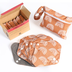 Nouveau 2024 Ensemble de 6 Pièces de Serviettes Hygiéniques Lavables en Charbon de Bambou à Impression Numérique Occidentale, pour Soins Post-partum et <span class=keywords><strong>Allaitement</strong></span> Maternité - Product Image 1