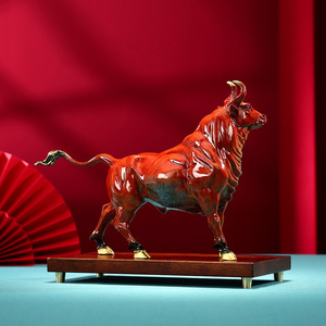Figurine de bœuf en bronze Copper World, sculpture décorative faite à la main pour le bureau, cadeau du nouvel an chinois - Product Image 1