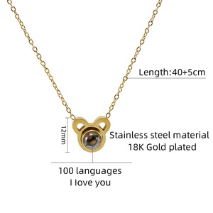 Empañar gratis 18k chapado <span class=keywords><strong>en</strong></span> oro 12 Zodiaco signo Animal colgante <span class=keywords><strong>de</strong></span> acero inoxidable <span class=keywords><strong>de</strong></span> 100 idiomas <span class=keywords><strong>te</strong></span> <span class=keywords><strong>amo</strong></span> proyección collar - Product Image 5