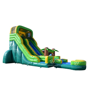 20ft cây cọ nhiệt đới màu xanh lá cây trượt nước thương mại trẻ em bơm hơi ướt trượt khô với hồ bơi có thể tháo rời - Product Image 3